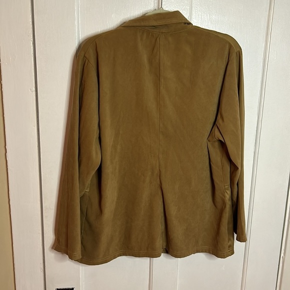 Caren Sport Patchwork Faux Suede Western Button Up Long Sleeve Shirt Top 1X - Picture 8 of 10